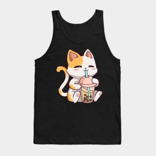 Boba Tea Bubble Cat Kawaii Neko Anime Cute Cat Boba Tank Top